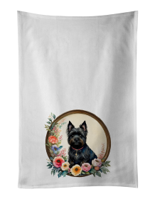 Cairn Terrier and Flowers Kitchen Towel Set of 2