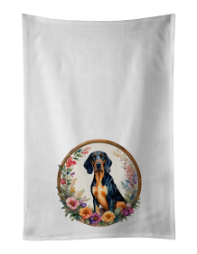 Coonhound and Flowers Kitchen Towel Set of 2