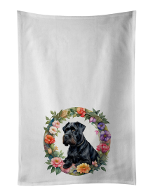 Giant Schnauzer and Flowers Kitchen Towel Set of 2