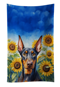 Doberman Pinscher in Sunflowers Kitchen Towel