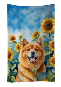 Finnish Spitz in Sunflowers Kitchen Towel