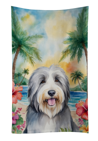 Bearded Collie Luau Kitchen Towel