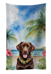 Chocolate Labrador Retriever Luau Kitchen Towel