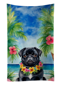 Black Pug Luau Kitchen Towel