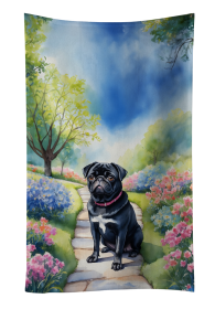 Black Pug Spring Path Kitchen Towel