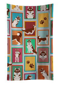 Lots of Red Siberian Husky Kitchen Towel