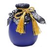 16-oz Ceramic Empty Wine Bottle Royal Blue Wine Jar Chinese Small Flagon with Cloth Cover