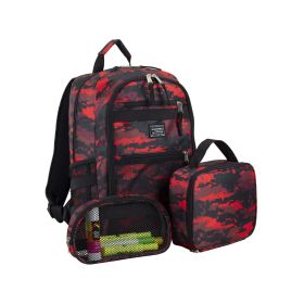 Eastsport Unisex 3-Piece Combo Backpack with Lunch Box and Pouch, Red Camoflauge