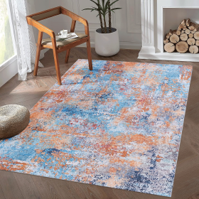 4x6 Area Rug, Washable Rug, Low-Pile, Non-Slip, Non-Shedding, Foldable, Kid & Pet Friendly - Area Rugs for living room, bedroom, kitchen