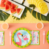 144-Piece Pink Flamingo Birthday Party Supplies, Paper Plates, Napkins, Cups, Cutlery for Summer Hawaiian Themed Party