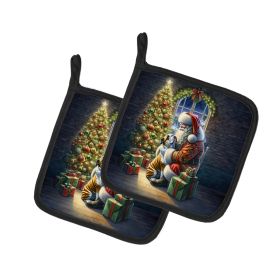 English Bulldog and Santa Claus Pair of Pot Holders Kitchen Heat Resistant Pot Holders Sets Oven Hot Pads for Cooking Baking BBQ, 7 1/2 x 7 1/2