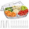 Fruit Ice Serving Tray Chilled Veggie Tray Shrimp Cocktail Serving Dish Appetizer Party Serving Platter Cold Food Buffet Server with Lid and 4 Compart