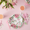 144 Piece Vintage Style Tea Party Supplies with Pink Floral Paper Plates, Napkins, Cups, and Cutlery, Disposable Tableware Set for Girls Baby Shower