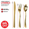 Pre-Rolled Plastic Cutlery Set (25 Count) Gold with Napkin by Stock Your Home