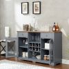 Modern Farmhouse Buffet Cabinet, Sideboard with 2 Drawers and Elegant Glass Door Cabinets, Wine and Glass Rack, Coffee Bar for Kitchen, Dining Room