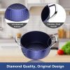 3.7 Quart Cooking Soup Pot with Lid, Small Nonstick Soup Pot with Lid, Round Small Soup Pot 3.3 L, Blue Nonstick Induction Stock Pot