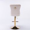 A&A Furniture,Thick Golden Swivel Velvet Barstools Adjusatble Seat Height from 27-35 Inch