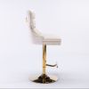 A&A Furniture,Thick Golden Swivel Velvet Barstools Adjusatble Seat Height from 27-35 Inch