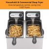 3000W Electric Commercial Deep Fryer With Baskets & Lids,2x3l Stainless Steel Double Deep Fryer,Small Deep Fryer With Basket,Temperature Control