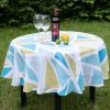 Spring Easter Outdoor Blue Triangles Tablecloth Spill Proof Wrinkle Free Stain Resistant Round 60 inch