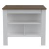 Cala Kitchen Island, Four Legs, Three Shelves -White / Walnut