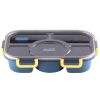 Blue Bento Box Simple Easy Leak Proof BPA Free 5 Compartment Cute Compact bento lunch box for Work Travel 50 Ounces