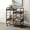 Black and Walnut Serving Cart with 3 Adjustable Trays