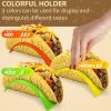 6pcs Taco Holder Stand; Non-Toxic; BPA Free; Dishwasher & Microwave Safe; Hard Plastic Taco Shell Rack; Party Serving Tray Set For Tortillas Burritos;