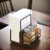 Napkin Holder, Wooden Farmhouse Napkin Holder for Table with Three Glass Seasoning Shaker