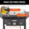 VEVOR Outdoor Propane Deep Fryer, Double Burners Commercial Fryer, 16 Qt Stainless Steel Cooker with Removable Baskets & Lids & Tanks