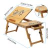 Bamboo Laptop Desk, Adjustable Portable Breakfast Serving Bed Tray with Tilting Top Drawer for Surfing Reading Writing Eating (Bamboo)