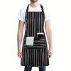 1pc Black Apron, Unisex Adjustable Bib Apron With 2 Pockets, Cooking Kitchen Apron For Women Men, Kitchen BBQ Apron