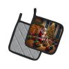 Cairn Terrier and Santa Claus Pair of Pot Holders Kitchen Heat Resistant Pot Holders Sets Oven Hot Pads for Cooking Baking BBQ, 7 1/2 x 7 1/2