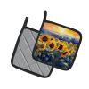 Sunflowers in Watercolor Pair of Pot Holders Kitchen Heat Resistant Pot Holders Sets Oven Hot Pads for Cooking Baking BBQ, 7 1/2 x 7 1/2