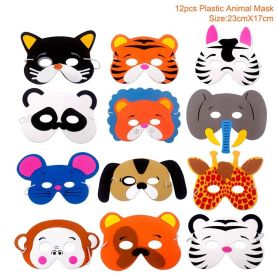 Woodland Jungle Animals Disposable Tableware Jungle Safari Birthday Party Kid Zoo Monkey Lion Zebra Elephant One 1st Boy Forest (Color: animal mask)