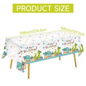 Woodland Jungle Animals Disposable Tableware Jungle Safari Birthday Party Kid Zoo Monkey Lion Zebra Elephant One 1st Boy Forest (Color: tablecloth)