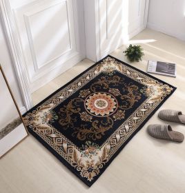 Thickened Absorbent Jacquard Carpet Dornier Woven Living Room Bathroom Rug Kitchen Non-slip Home Entry Floor Door Mat Red Brown (Color: navy blue, size: 80CMx120CM)