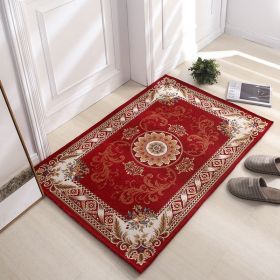 Thickened Absorbent Jacquard Carpet Dornier Woven Living Room Bathroom Rug Kitchen Non-slip Home Entry Floor Door Mat Red Brown (Color: Red, size: 160CMx230CM)