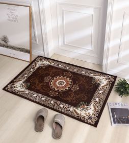 Thickened Absorbent Jacquard Carpet Dornier Woven Living Room Bathroom Rug Kitchen Non-slip Home Entry Floor Door Mat Red Brown (Color: coffee, size: 100CMx140CM)