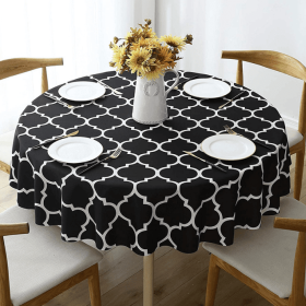 Tablecloth For Round Tables Waterproof Satin Resistant Washable Dining Table Protector (Color: Black, size: 152*152cm)