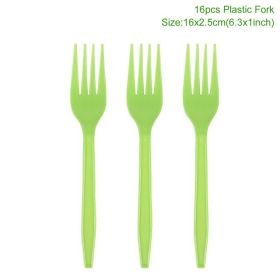 Woodland Jungle Animals Disposable Tableware Jungle Safari Birthday Party Kid Zoo Monkey Lion Zebra Elephant One 1st Boy Forest (Color: plastic fork)