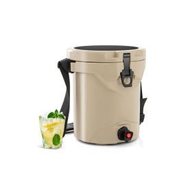 Portable Drink Cooler Insulated Ice Chest with Adjustable Strap (Color: Beige, Type: Coolers)