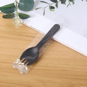 100pcs/set Disposable Plastic Spoons Forks For Cake Ice Cream Salad Fruit Dessert Soup Tea Coffee Party Cake Baking Shop Supplies (Color: 100pcs Black)