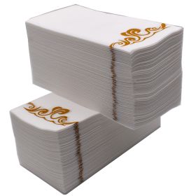 [100 Pack] Disposable Guest Towels Linen-Feel Paper Hand Towels;  Decorative Bathroom Hand Napkins for Kitchen; Weddings;  Dinners or Parties(Shipment (Color: Gold)