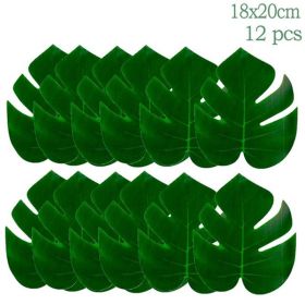 Woodland Jungle Animals Disposable Tableware Jungle Safari Birthday Party Kid Zoo Monkey Lion Zebra Elephant One 1st Boy Forest (Color: 12pcs leaves-2)