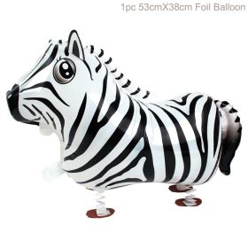 Woodland Jungle Animals Disposable Tableware Jungle Safari Birthday Party Kid Zoo Monkey Lion Zebra Elephant One 1st Boy Forest (Color: zebra balloon)