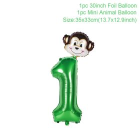 Woodland Jungle Animals Disposable Tableware Jungle Safari Birthday Party Kid Zoo Monkey Lion Zebra Elephant One 1st Boy Forest (Color: mini balloon 1)