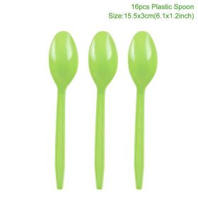 Woodland Jungle Animals Disposable Tableware Jungle Safari Birthday Party Kid Zoo Monkey Lion Zebra Elephant One 1st Boy Forest (Color: plastic spoon)