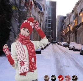 Snow Angel 3 pc XMas Set of Scarf; Hat And Gloves In 2 Tones (Color: Classic Black)