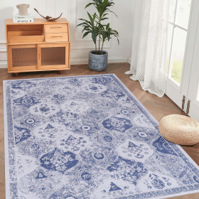 4x6 Area Rugs, Washable Rug, Low-Pile, Non-Slip, Non-Shedding, Foldable, Kid & Pet Friendly - Area Rugs for living room, bedroom, kitchen (Color: as Pic)